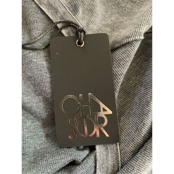 Chaser Vintage Rib Long Sleeve Vented Ruffle‎ Dolman Top in Cruise Gray Size M - Picture 6 of 10